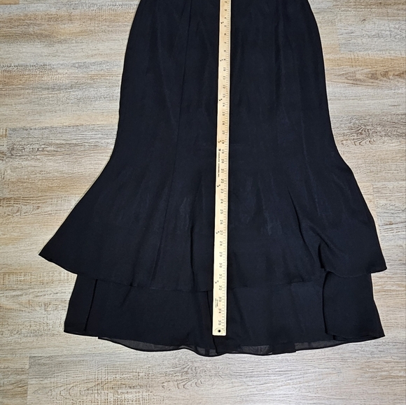 Double Ruffle Layered Black Skirt by Adrianna Papell, Midi, Fit & Flare Size 14 - Picture 8 of 11